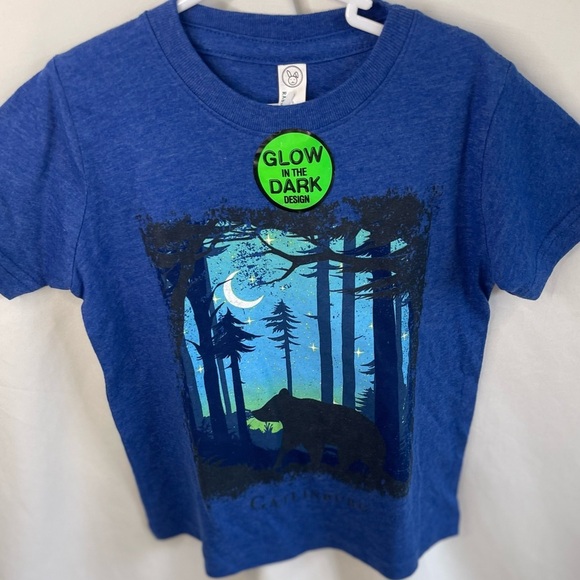 Rabbit Skins Glow In The Dark Blue T Shirt “Gatlinburg” Forest/bear Boys Size 3 - Picture 2 of 7
